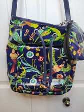 Patrica Nash Sabina Drawstring Bag W/ Pouch & Umbrella Blue Birds Of Paradise