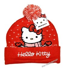 Sanrio Hello Kitty Pom Beanie Christmas Theme Cuffed Youth Adult Size OSFM Hat