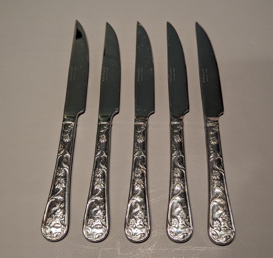 Reed Barton Queens Garden Serrated Steak Knives Set