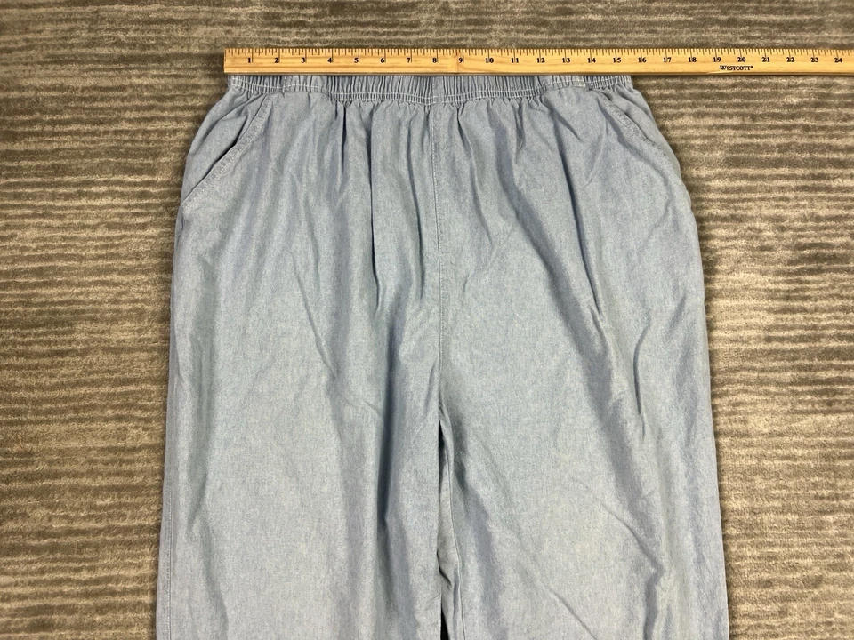 Pantalones Classic Elements Mujer 18W Azul Capri Pull On Floral Bordado Algodón Foto 4 de 4