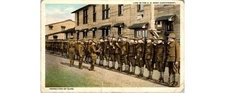 1917 US Army Cantonment Postcard Inspection of Guns Doughboys C.T. American Art