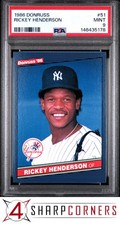 1986 DONRUSS #51 RICKEY HENDERSON YANKEES HOF PSA 9