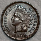 Uncirculated 1898/8 Snow-26 RPD Indian Head Cent, Lustrous Variety.