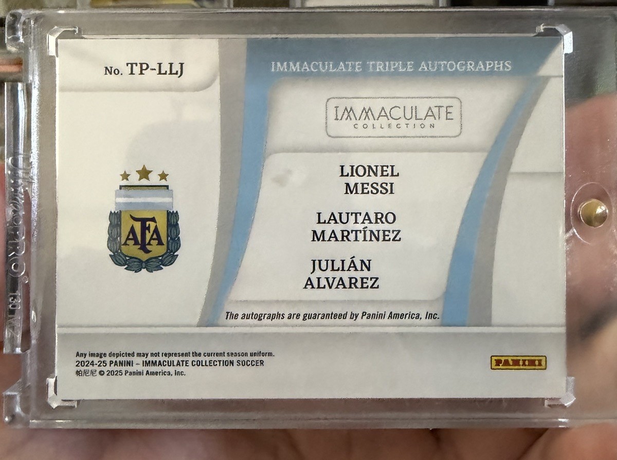 Panini 2024-25 Immaculate Triple Autographs Messi Martinez Alvarez 