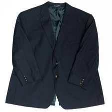 Saddlebred Blazer Mens 50 Short Worsted Wool Navy Suit Jacket Sport Coat