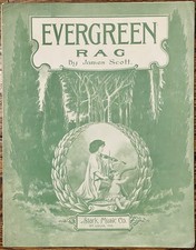 rare BLACK RAG great JAMES SCOTT sheet music EVERGREEN RAG pub'd STARK St. Louis