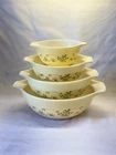 Vintage Pyrex Shenandoah Yellow Floral Cinderella Nesting Mixing Bowls Set Of 4