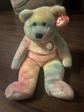 1999 B.b Birthday Bear Rainbow B-day Ty Beanie Baby Retired MWMT 10th Gen