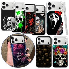 Gothic Skull Pattern Phone Case Rigid PC Cover For iPhone 17e 16 15 13 14 12 Pro