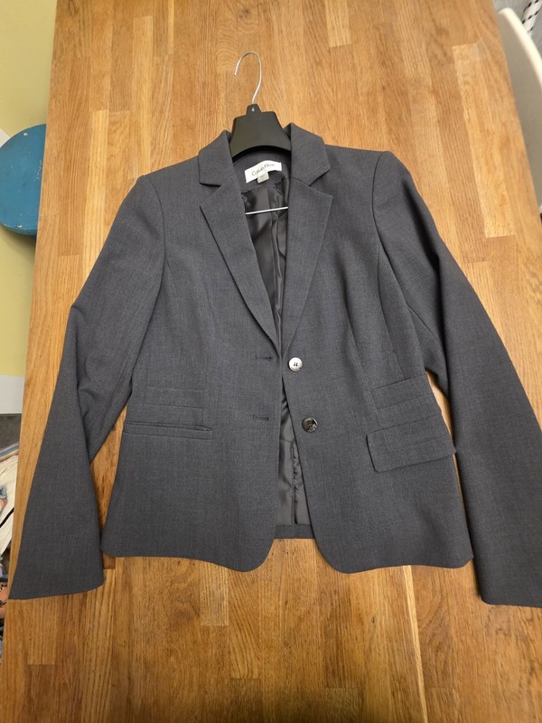 Calvin Klein Women's Size 4 Gray 2-Piece Pant Suit Lined Notch Lapel