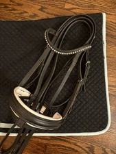 Otto Schumacher Dressage Bridle W Pale Blue Bling Wave & Pad