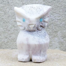 Zuni Fetish-Native American Animal Carving-Little Antler OWL-Andres Lementino