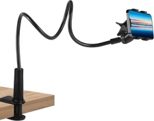 Kanayu Phone Stand for Desk, Gooseneck Cell Holder Flexible Lazy Black 