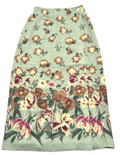 Vintage 90s SELLECA Mint Green Floral Print Wrap Front Maxi Skirt S 24x33" USA