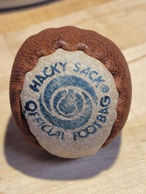 VINTAGE WHAM-O HACKY SACK OFFICIAL FOOTBAG LEATHER 1980s PATENT 4151994 TWO TONE