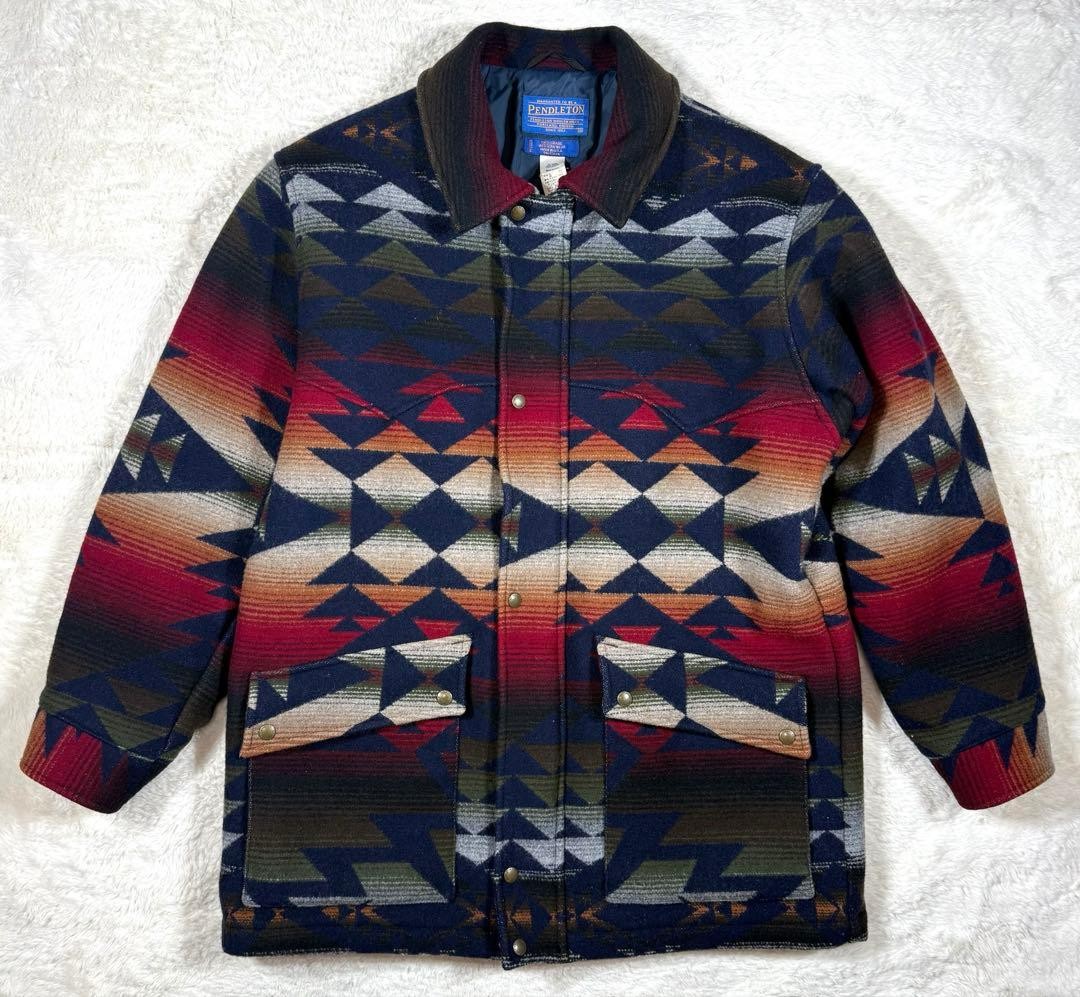 Pendleton Wool Coat M Native Orteg Pattern 3M Thi… - image 1