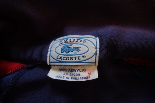 LACOSTE VTG 80s 90s RETRO FADED FULL ZIP TENNIS ACRYLIC JACKET BLUE MENs SZ M - Picture 6 of 8