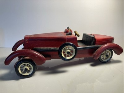Vintage Wooden Carved Classic Car Broken See Pictures