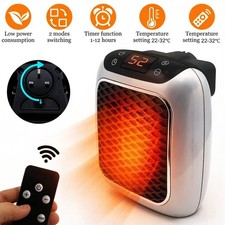 Heater Fan Wall Plug Electric Space Heater Portable Quite Fast Heating w/Remote