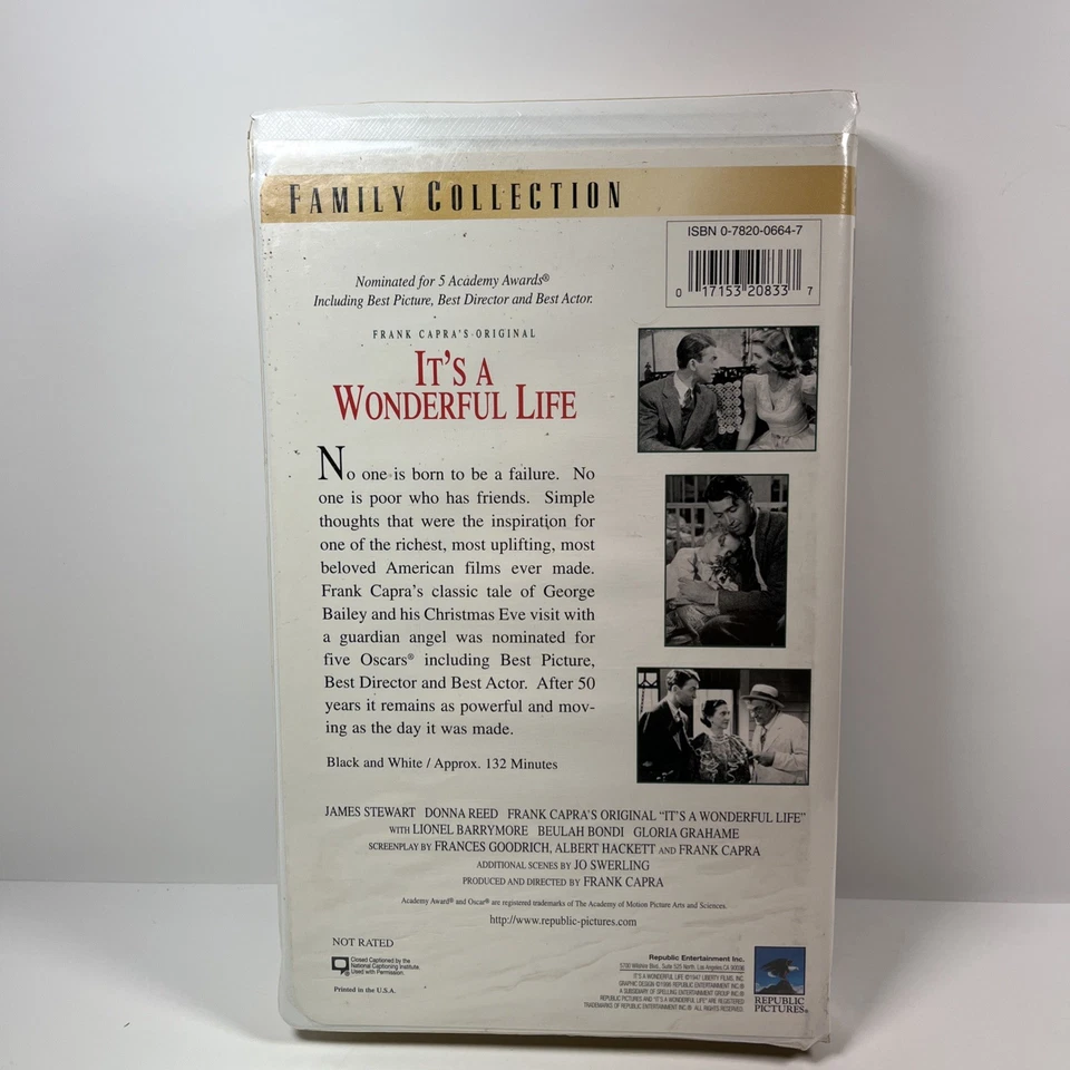 Its a Wonderful Life VHS James Stewart Vintage Original Black & White Uncut - Image 2 of 4
