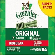 Greenies Original Regular Dental Dog Treats, 54 oz. Pack 54 Treats 
