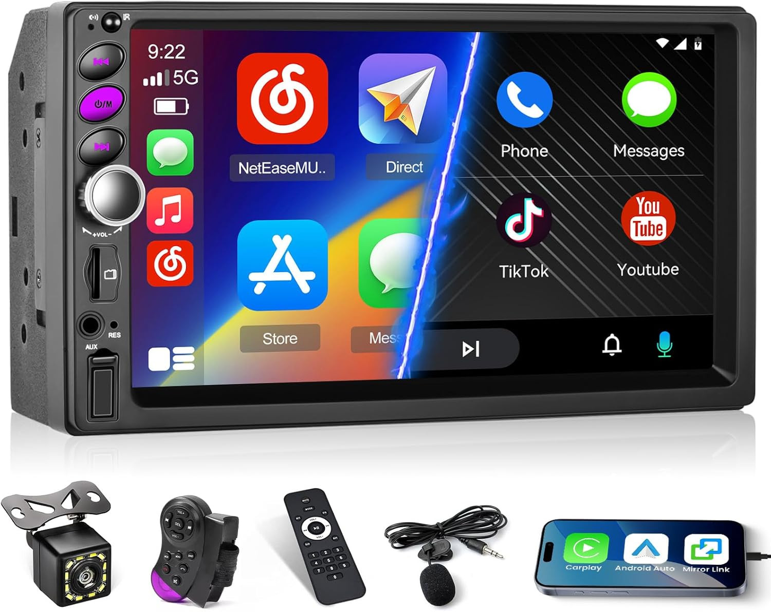 Autoradio Hikity 2 Din per Famiglia - CarPlay, Android Auto e Camera