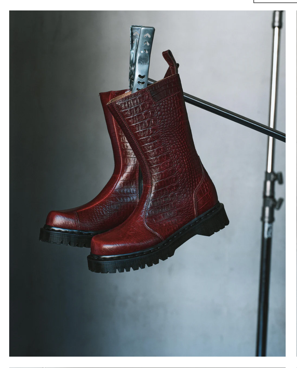MOCHA BROWN -🐊 Croc Embossed ~ Dr. Martens REJENA Leather Boots