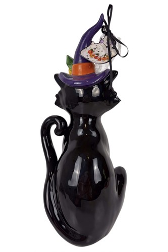 Blue Sky Clayworks Halloween Spooky Cat With Witch Hat Figurine - Picture 4 of 7