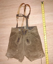 Vintage Authentic Suede Leather Bavarian Lederhosen Shorts Oktoberfest Boys