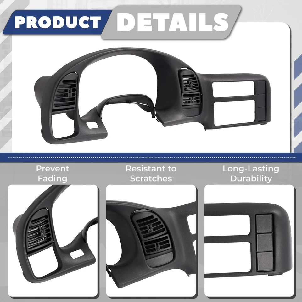 Para 96-05 Chevrolet Astro/GMC Safari Negro Tablero Radio Cluster Borde Ventilación Bisel Foto 4 de 4