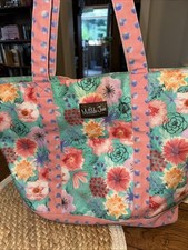 MATILDA JANE Relaxing Sunshine Pink Floral  Dots Oversize Tote Bag 19  Wide