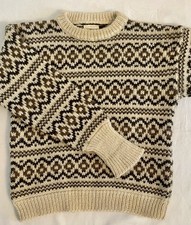 VTG Gaeltarra Men  s Fair Isle Nordic Wool Chunky Knit Sweater Ireland Size 40 XL