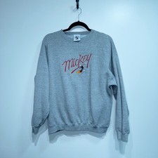 Vintage 90's Mickey  Co Gray Embroidered Sweatshirt Size Medium