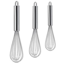 Image of Stainless Steel Egg Whisk Set of 3 Pcs Durable Wire Whisk for Cooking and Baking