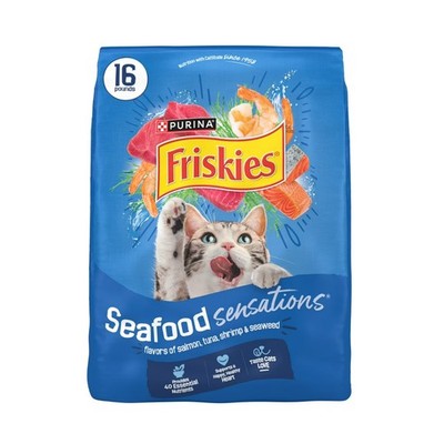 Purina Friskies Dry Cat Food Seafood Sensations with Salmon Tuna and Shrimp 16lb