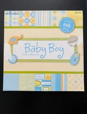 The Paper Studio Baby Boy 8x8 Scrapbook Paper Pad Stickers Die Cuts 250 Pieces