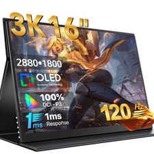OLED Portable Monitor 16" 3K 120Hz Gaming Screen Switch Disaply 100000:1 500Nits