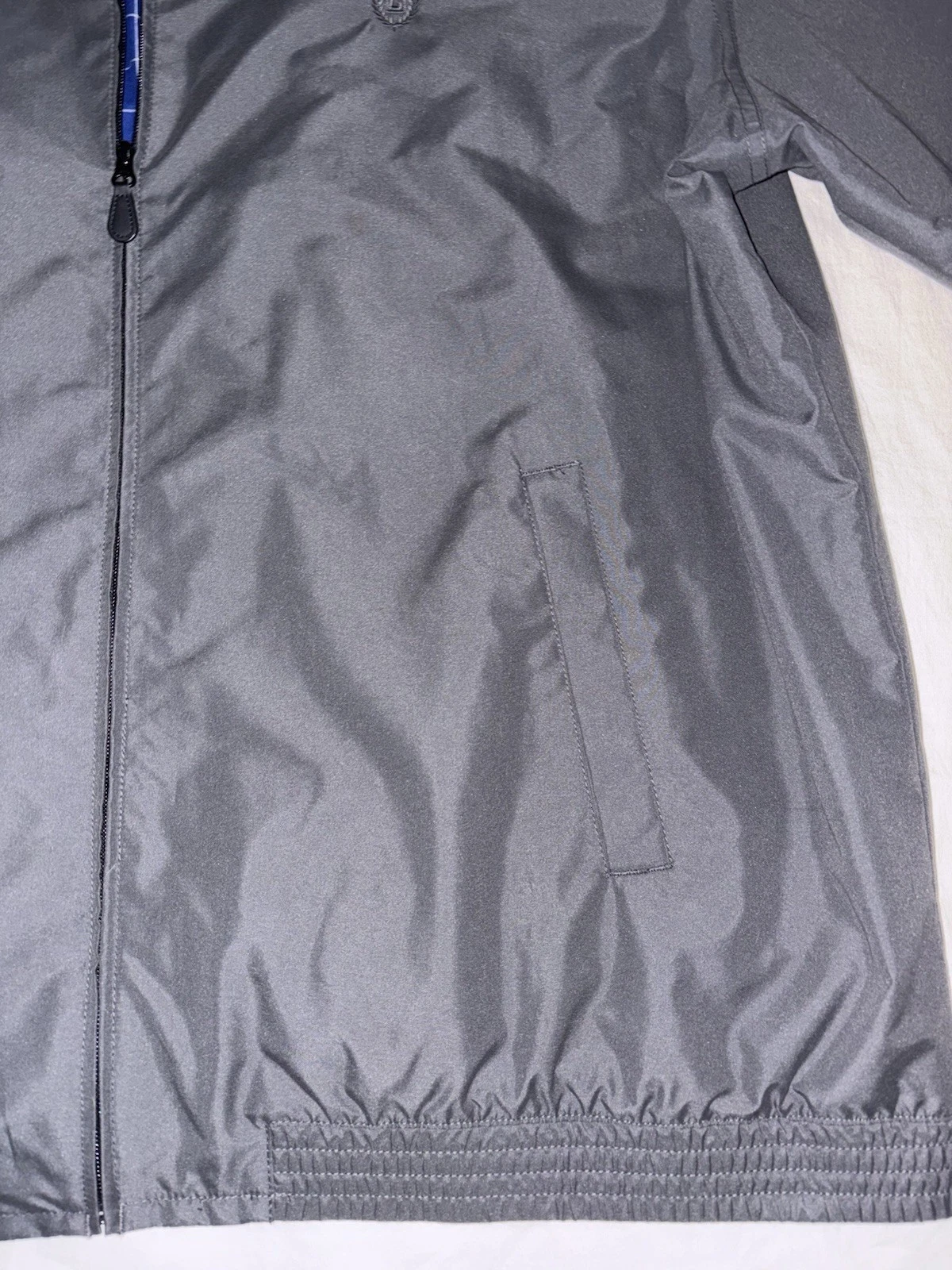 Chaps Ralph Lauren Harrington Jacket Grey 3XLT  Full Zip Golf Coat Plaid Line image 3