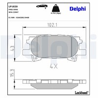 Delphi Bremsbelagsatz, Scheibenbremse LP1820 FüR Lexus Toyota