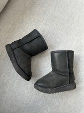 UGG Classic Boot Black Suede Shearling Lined Kids Toddler Size 7