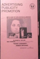 RaRe 1968 Secret Ceremony Horror Movie Pressbook 8.5"x14" 30pgs Elizabeth Taylor