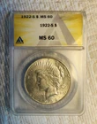 1922 s Peace silver dollar / MS 60 / excellent