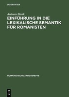 Andreas Blank | EinfüHrung In Die Lexikalische Semantik FüR Romanisten | Buch