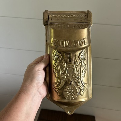 Vintage Solid Brass STANDARD MAIL BOX w/ Letter Slot Peep Hole Lockable Lid