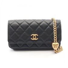 Chanel Matelasse Caviar Leather Phone Shoulder Bag Women Black One Size