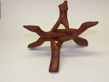1  XL 8" DISPLAY STAND STANDS Carved Wood 3-legs Mineral Fossil Specimen