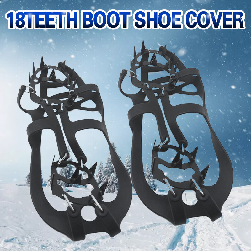 18 Teeth Ice Snow AntiSlip Grippers For Boots Shoes Grips Spikes
