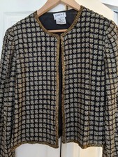 Black and Gold Silk Embroidered Evening Jacket