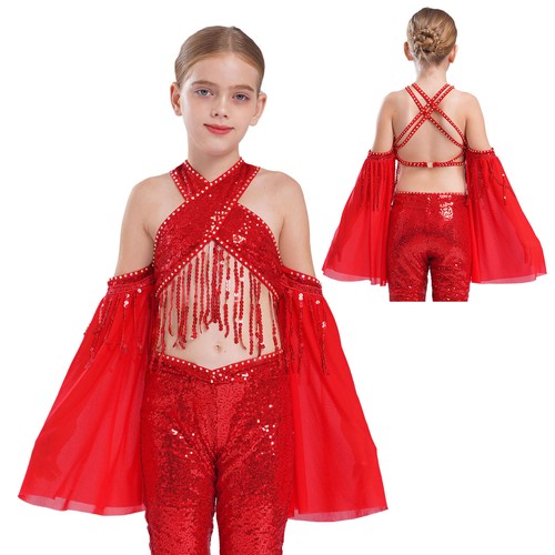Camicetta per bambini ragazze maglione compleanno danza crop top sala da ballo maglietta tema top - Foto 4 di 45