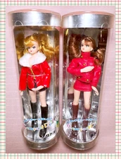 Vtg Lot Takara Japan Jenny Compact Fashion Doll Red Jacket Leopard Barbie 5.5"